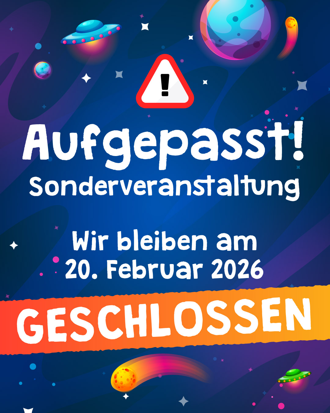 Sonderveranstaltung wir haben Geschlossen